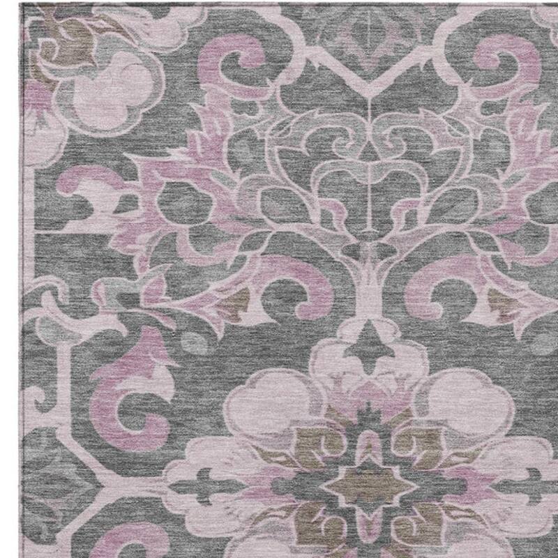 HomeRoots Damask Traditional Rectangle Outdoor Rug