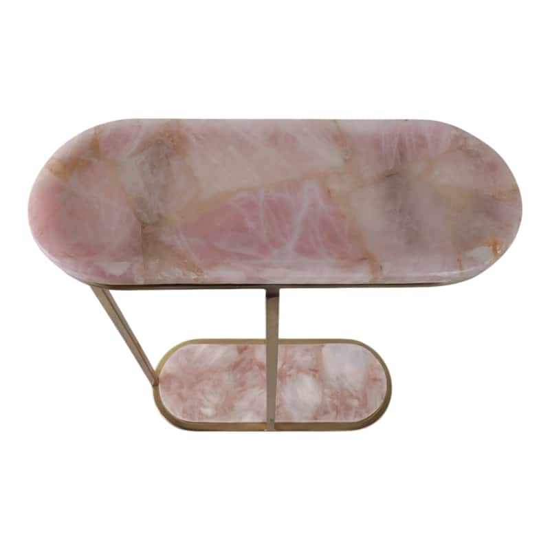 Quartz Side Table Elegant Narrow for Home Decor Accent - 24" Pink - 24.0"