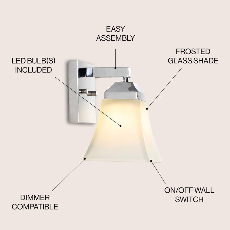 Staunton Iron/Glass Modern Cottage LED Vanity Light, Oil Rubbed Bronze by JONATHAN Y