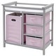 preview thumbnail 3 of 5, Costway Gray Pink Infant Baby Changing Table w/3 Basket Hamper Diaper