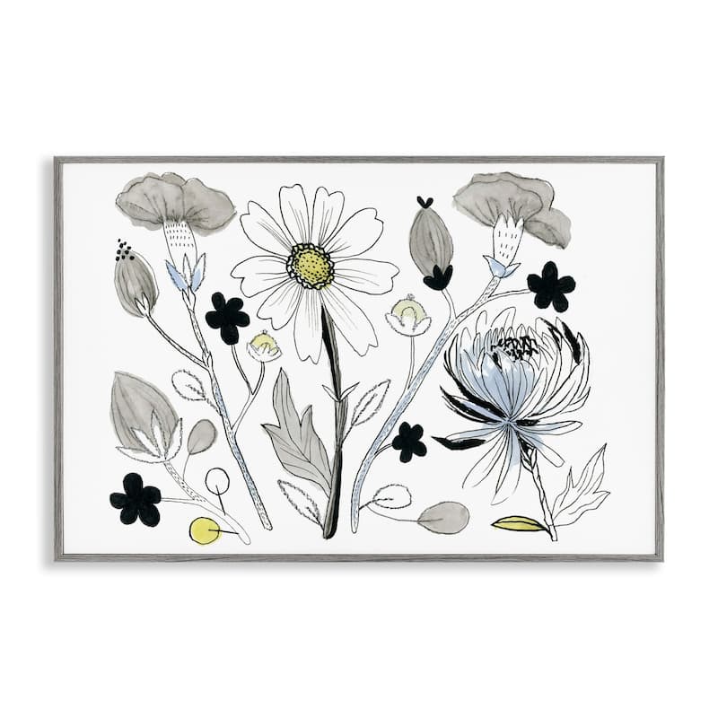 Stupell Simple Drawn Nature Sprigs Framed Giclee Art Design By Ashley Davis - 24 x 16 - Grey