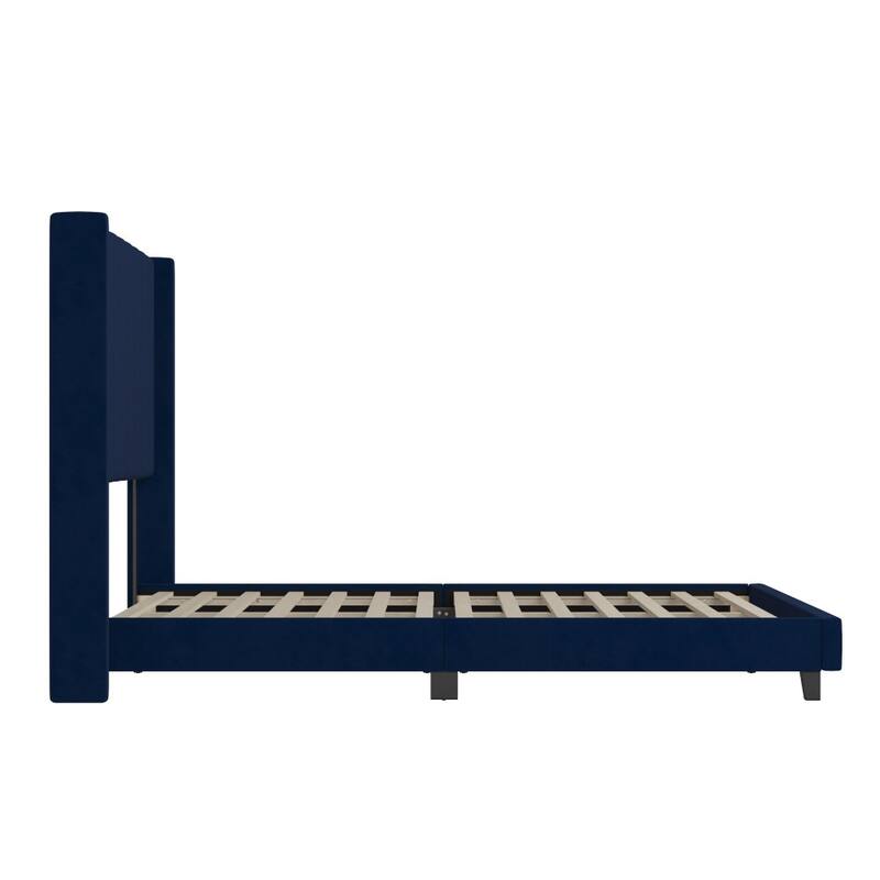 Upholstered Platform Bed with Wingback Headboard