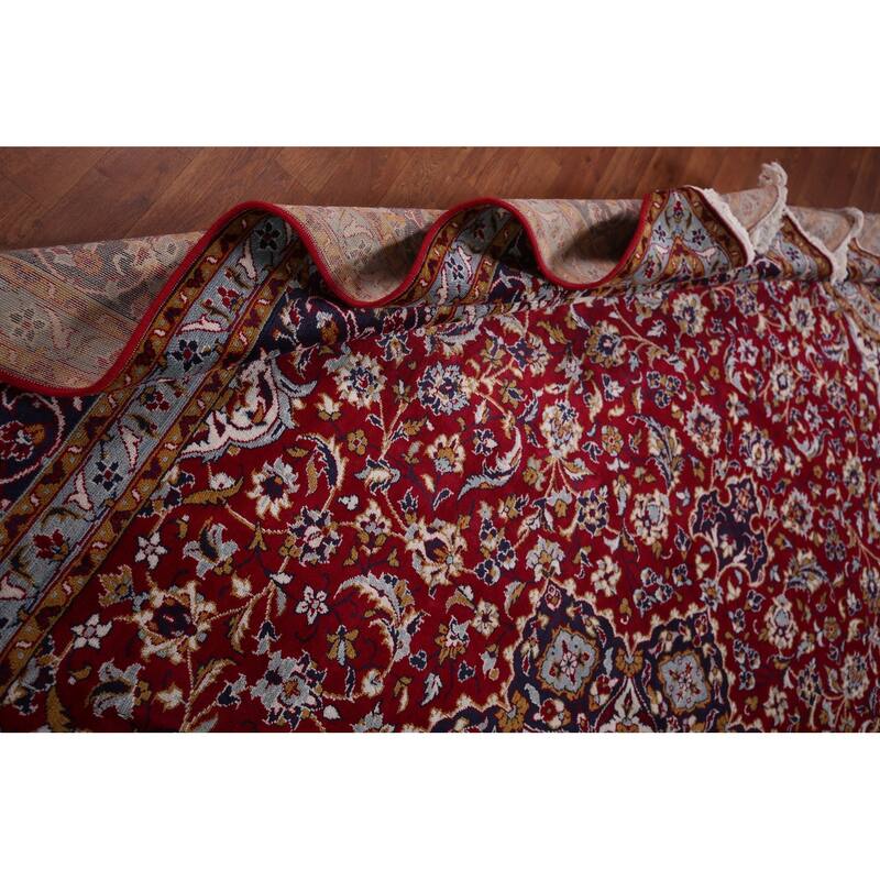 Traditional Red Kashan Turkish Rug Living Room Machine Made Carpet - 9'7" x 12'10"