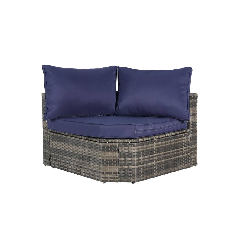 8-Piece Outdoor Patio Rattan Modular Sectional Sofa Set with Tempered Glass Coffee Table