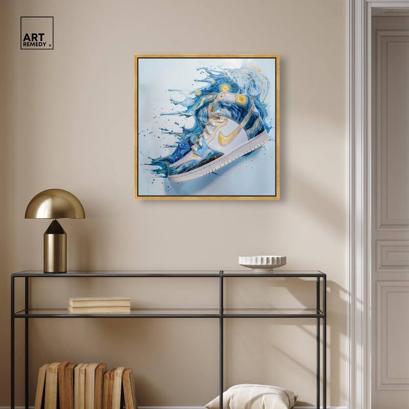 Starry Night Sneaker Splash Canvas by Art Remedy