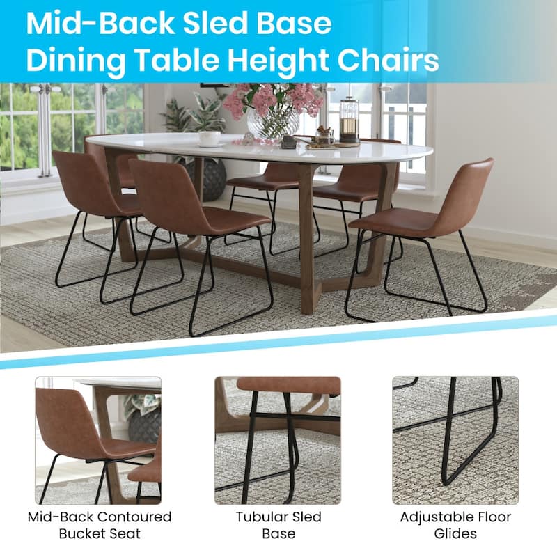 18 Inch Indoor Dining Table Chairs, LeatherSoft Upholstery-Set of 2