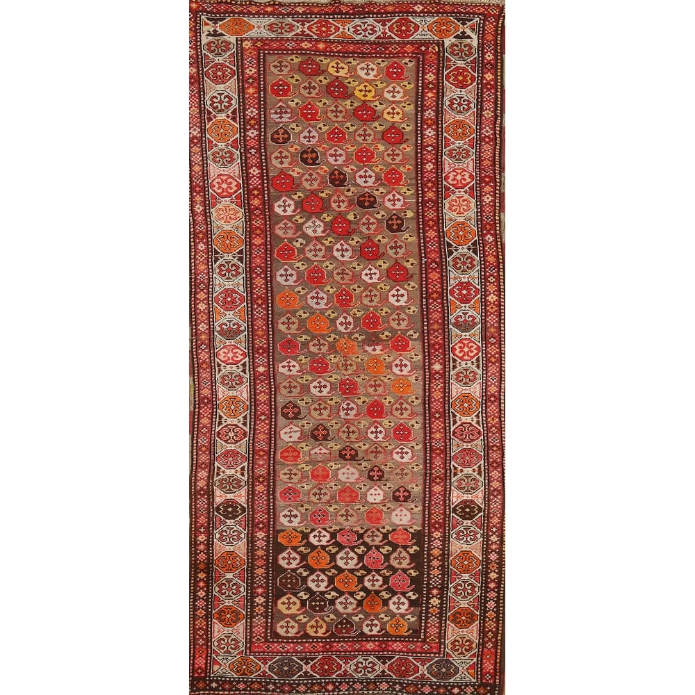 Pre-1900 Antique Vegetable Dye Kazak Runner Wool Carpet - 3'9" x 10'0"
