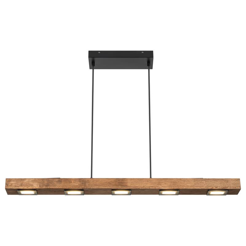 6/7/8-Light Modern Farmhouse Linear Wood LED Pendant Light for Kitchen Island