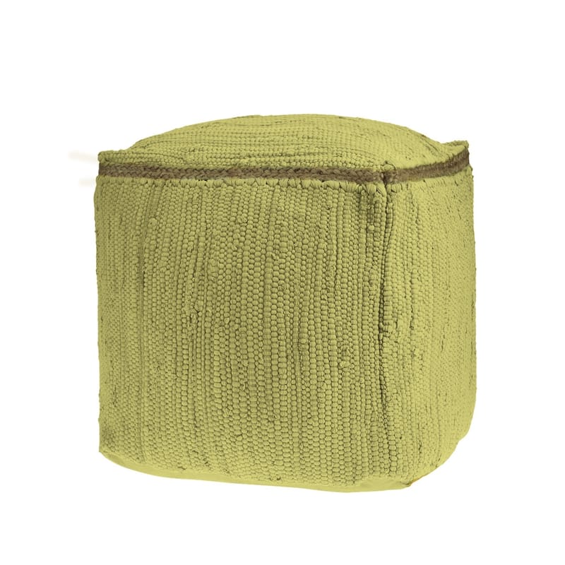 HomeRoots 18" Dark Gray And Natural Cotton And Jute Cube Pouf Ottoman