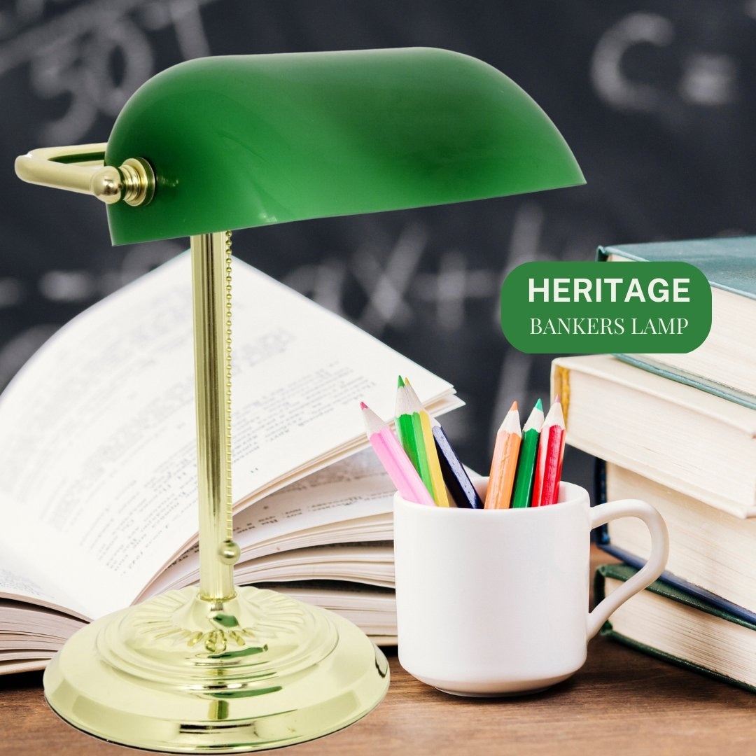 Traditional Bankers Desk Lamp With Green Glass Shade - On Sale - Bed Bath &  Beyond - 12113044