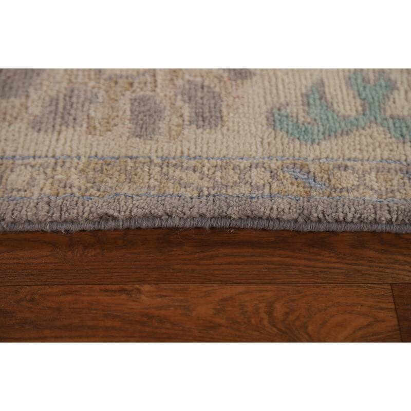 Hand Knotted Oriental 100% Wool Carpet Transitional Floral Greys & Charcoal Oushak Area Rug - 10' 2'' X 7' 10''