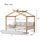 preview thumbnail 8 of 6, White Full Size Wooden House Bed with Original Wood Colored Frame and Storage