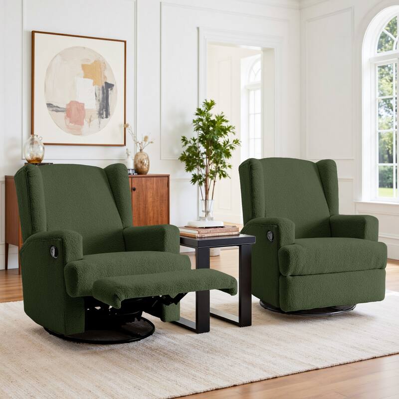 31'' W Manual Glider Swivel Glider Rocker Recliner Nursery Set of 2 - Green