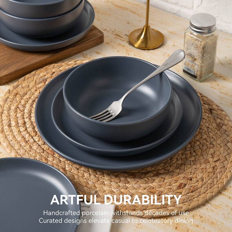 12PCS Stoneware Dinnerware Set, Microwave Dishwasher Safe Stackable