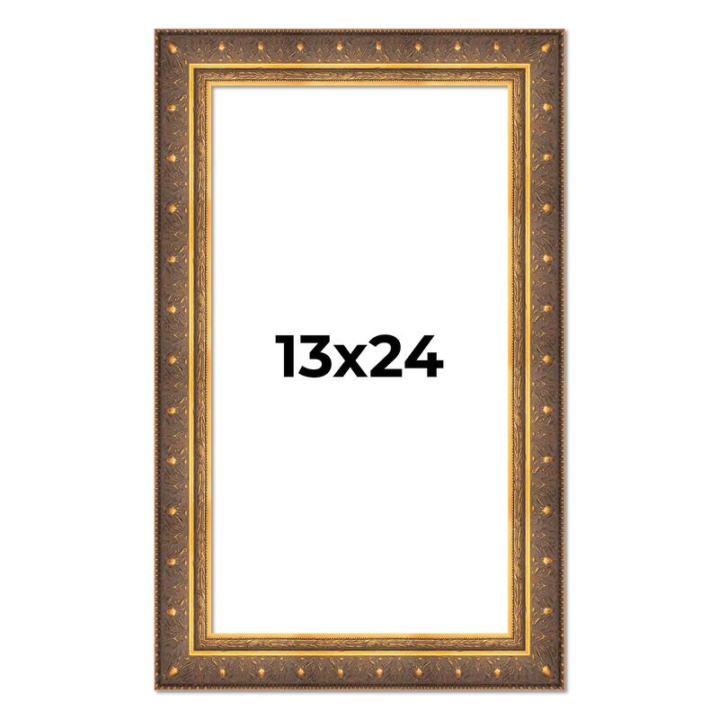 13x24 Frame Vintage Gold Solid Wood Picture Frame | 2.5 Inch Moulding