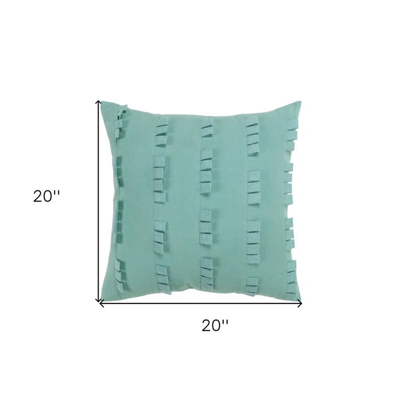HomeRoots 20" Aqua Striped Cotton Throw Pillow