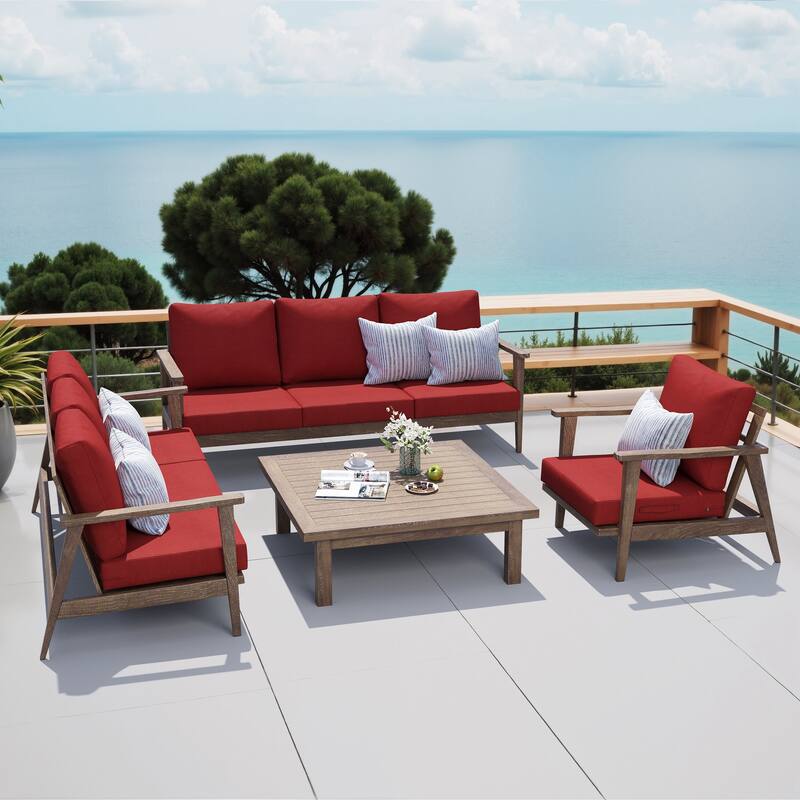 24" x 24" Outdoor Deep Seat Chair Cushion Set - Set of 7 - CHILI