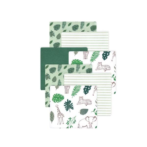 slide 1 of 1, Little Treasure Hudson Baby Cotton Poly Flannel Receiving Blankets Multipack, Green Jungle, 30x30 inches 30x30 inches - Green Jungle
