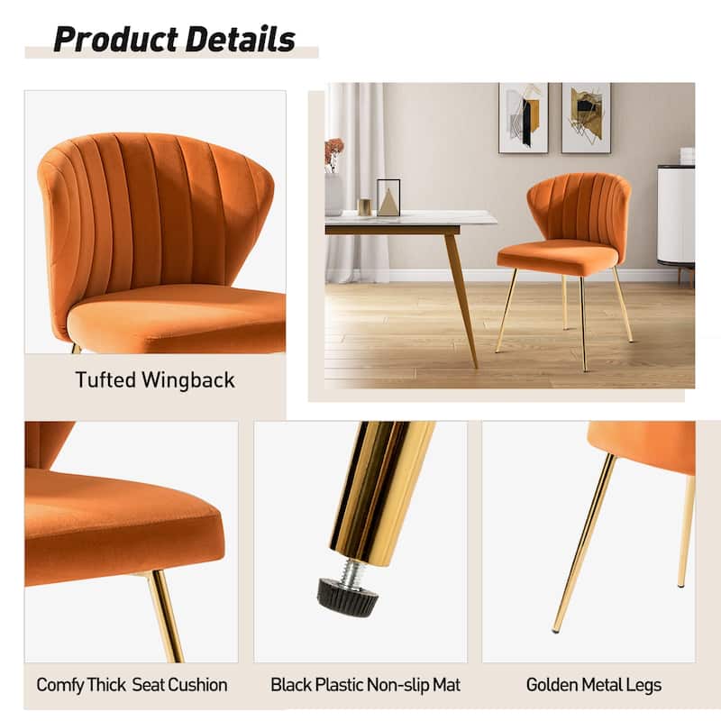 Barbara Side Chair with Metal Base Set of 4 by HULALA HOME