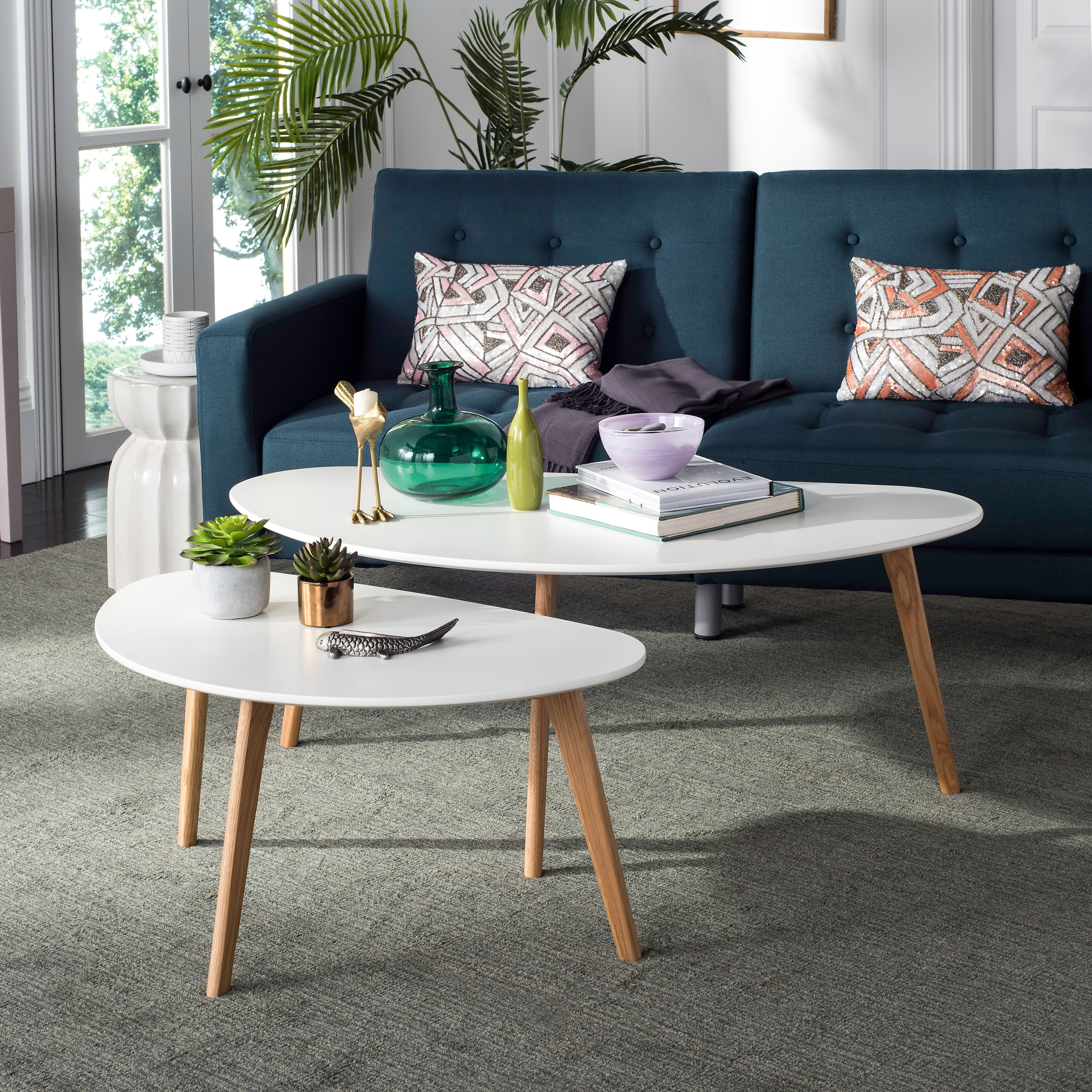 SAFAVIEH Vikki Scandinavian Wood Coffee Table, 47.2-Inch, White - 47Wx24Dx18H
