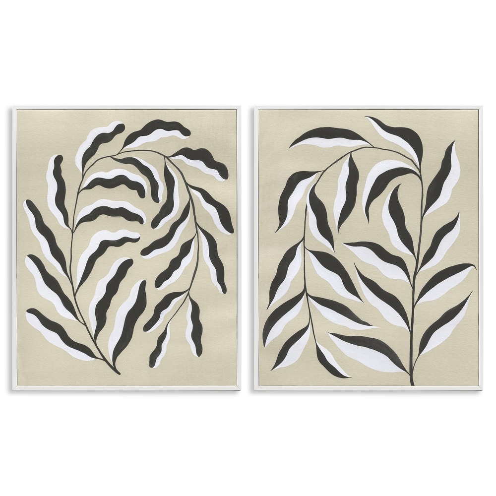 Stupell Midcentury Mod Botanicals Framed Giclee Art Design By Grace Popp (Set of 2)