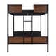 preview thumbnail 5 of 14, Brown Full over Full Size Metal Bunk Bed with Safety Rail and Built-in Ladder