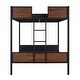 preview thumbnail 5 of 14, Full Over Full Bunk Bed with Steel Rail & Ladder - Rustic & Stylish