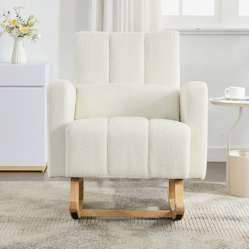 Accent Rocking Chair with Pillow, Ultimate Comfort for Your Home, Teddy Velvet