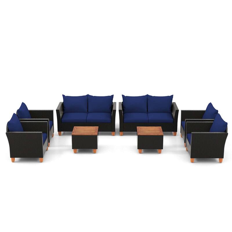Costway 8 PCS Wicker Patio Furniture Set with Removable Cushions - See Details