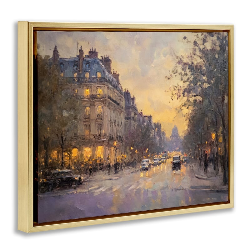 Stupell Vintage City Street View Framed Floater Canvas Wall Art Design By Petal Prints Design