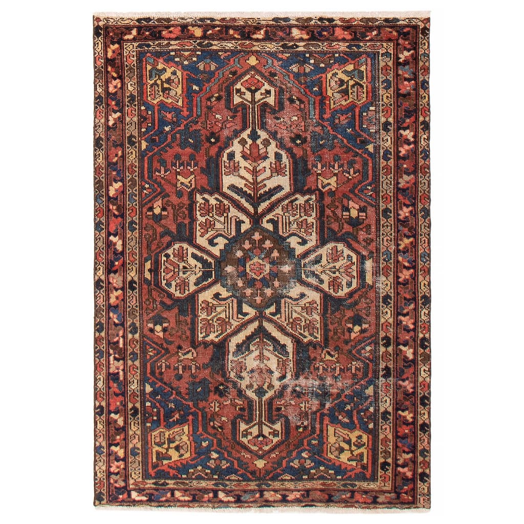 ECARPETGALLERY Hand-knotted Kayseri Vintage Red Wool Rug - 4'2 x 6'3