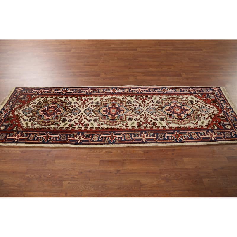 Heriz Serapi Oriental Runner Rug Hand-Knotted Wool Carpet - 2'7"x 7'10"