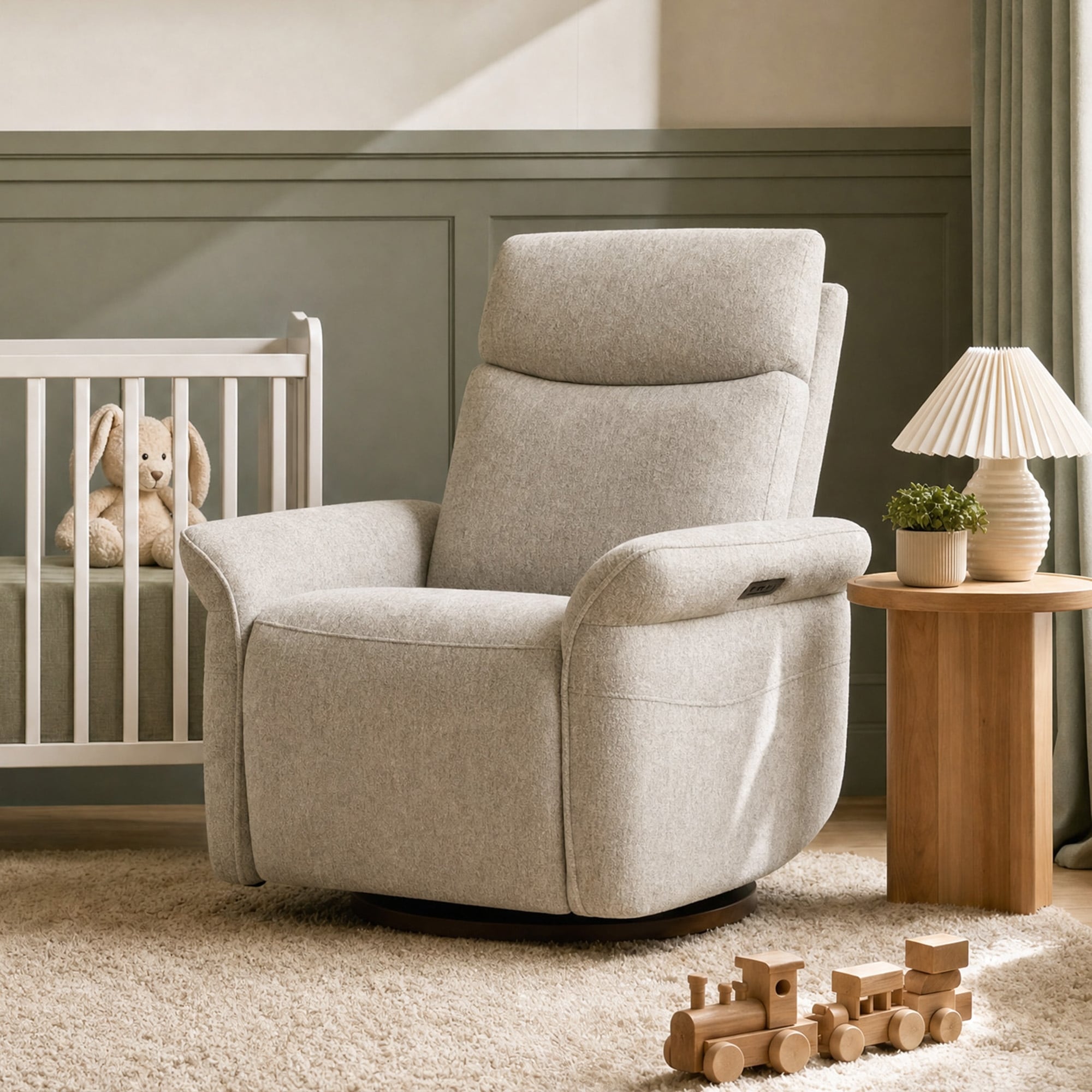 Spruce & Spring Power Swivel Recliner Nursery Glider
