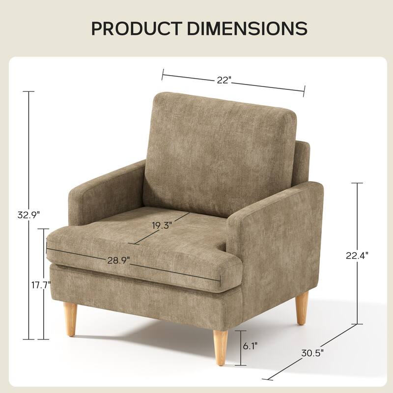 set of 2 Accent Chair for Bedroom Living Room with Wood Legs