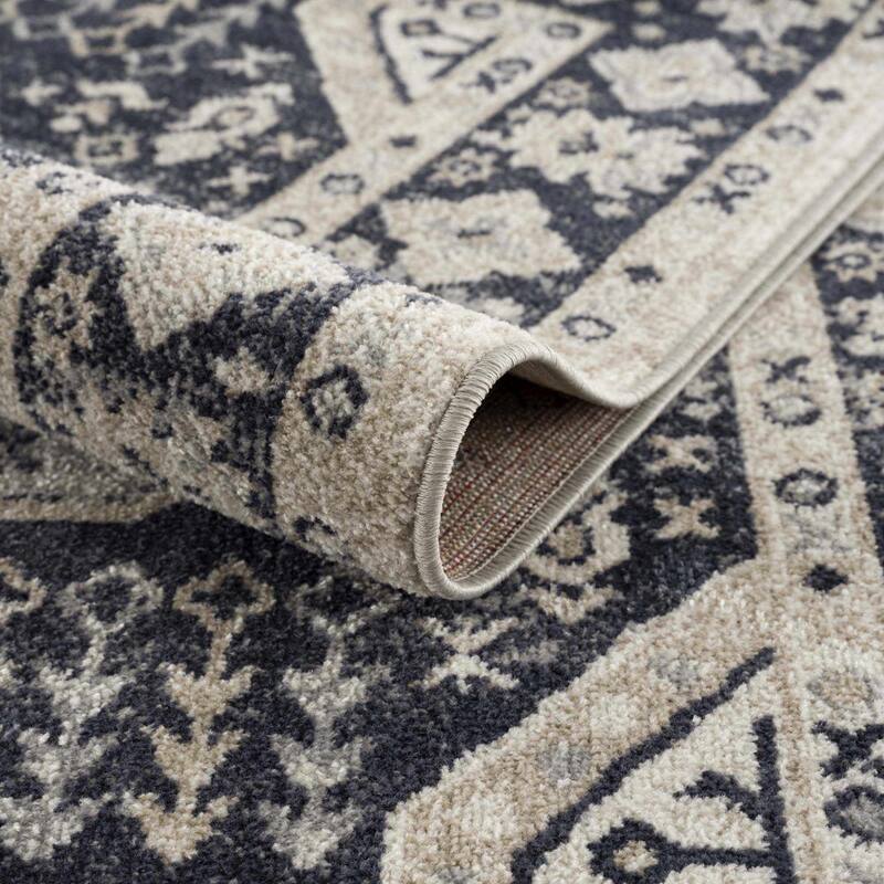 Hauteloom Cabacungan Hallway, Kitchen Machine Washable Runner Rug - Black, Taupe, Peach - 2'7" x 7'3"