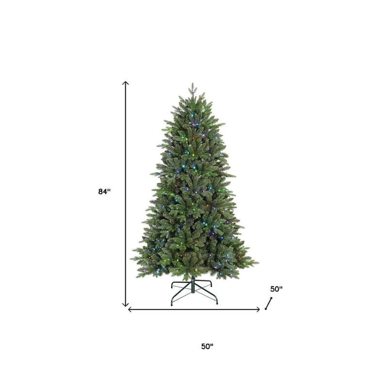 HomeRoots 7' Pre Lit Full Fir Christmas Tree - Green - 50.00 in. x 84.00 in. x 50.00 in.