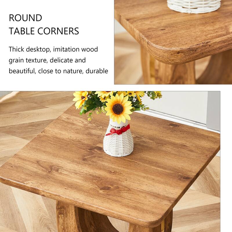 23.6" Modern Square Coffee Table with Gold Plated Decorative Strips for Living Room