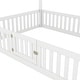 preview thumbnail 9 of 7, Full Size Wood House Bed with Fence and Door, White