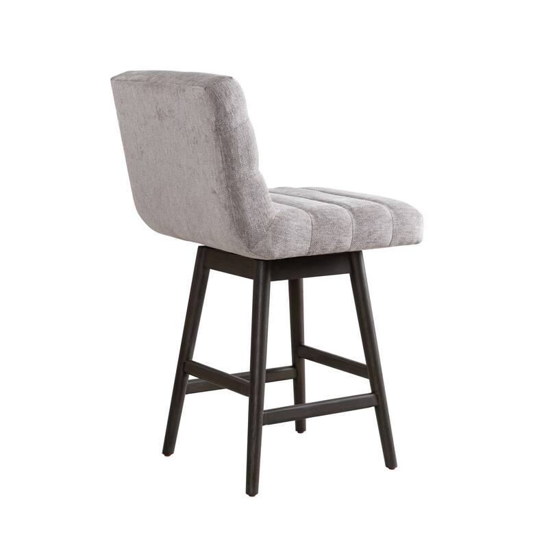 Elias Modern Swivel Bar Stool, Upholstered Counter Stool with Solid Wood Frame