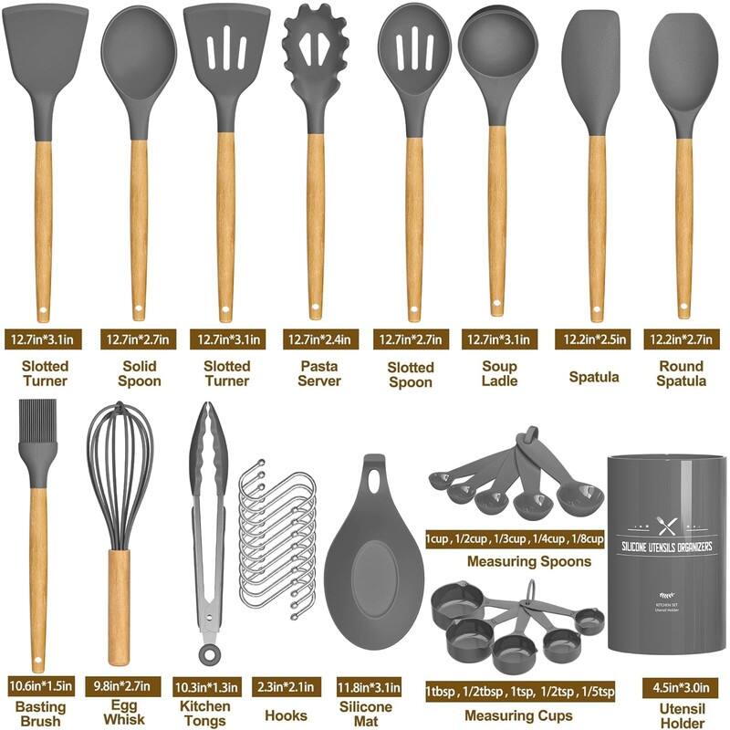 Kitchen Cooking Utensils Set, 33 pcs Non-Stick Utensils Spatula Set with Holder