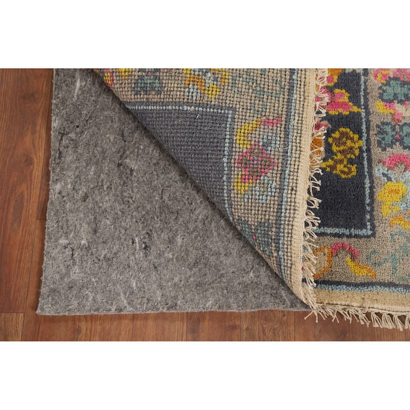 Hand Knotted Oriental 100% Wool Carpet Traditional Geometric Navy Blue & Blues Art Deco Area Rug - 3' 0'' X 2' 0''