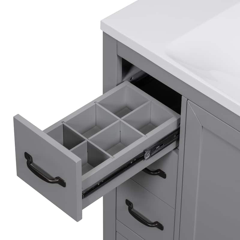 36 Inch MDF Freestanding Bathroom Vanity Set with Integrated Ceramic Sink