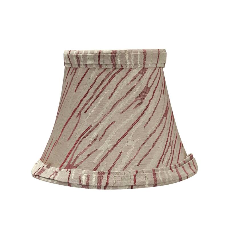 Aspen Creative Bell Chandelier Clip-On Lamp Shade (2 Pack), Off White with Red Striping, (3" x 5" x 4" )