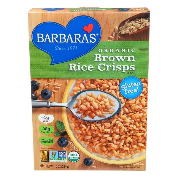 Barbara's Bakery Brown Rice Crisps - Fruit Juice Sweetened Cereal - Case of 6 - 10 oz.