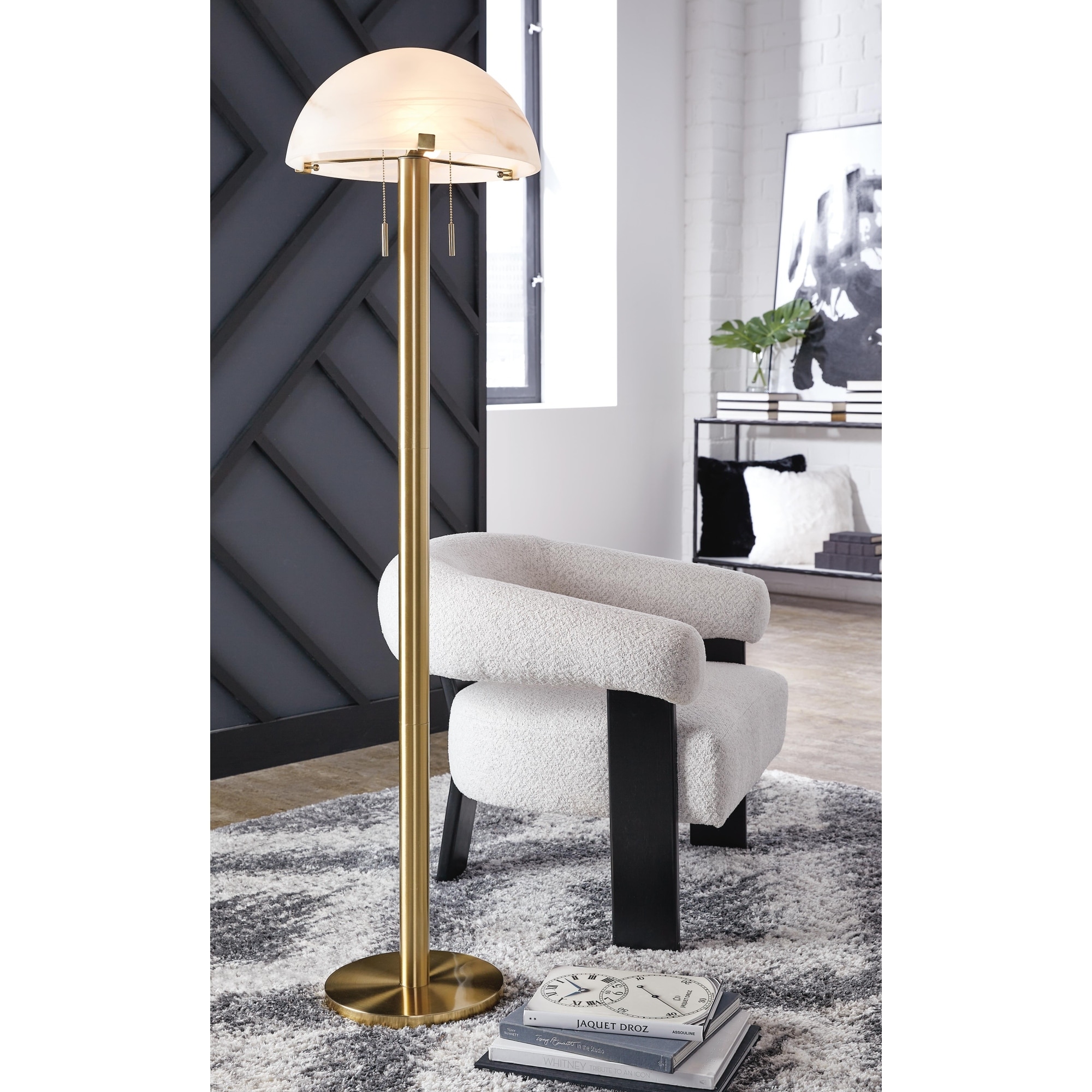 Signature Design by Ashley Tobbinsen Gold Floor Lamp - 15.75" W x 15.75" D x 61.25" H