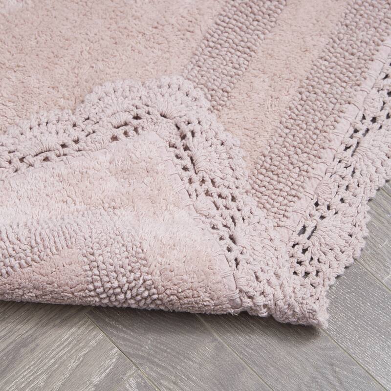 Laura Ashley Reversible Cotton Crochet Bath Rug