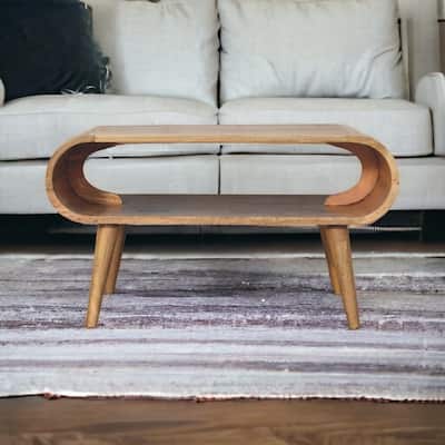 Artisan Furniture Oak-ish Solid Wood Open Coffee Table