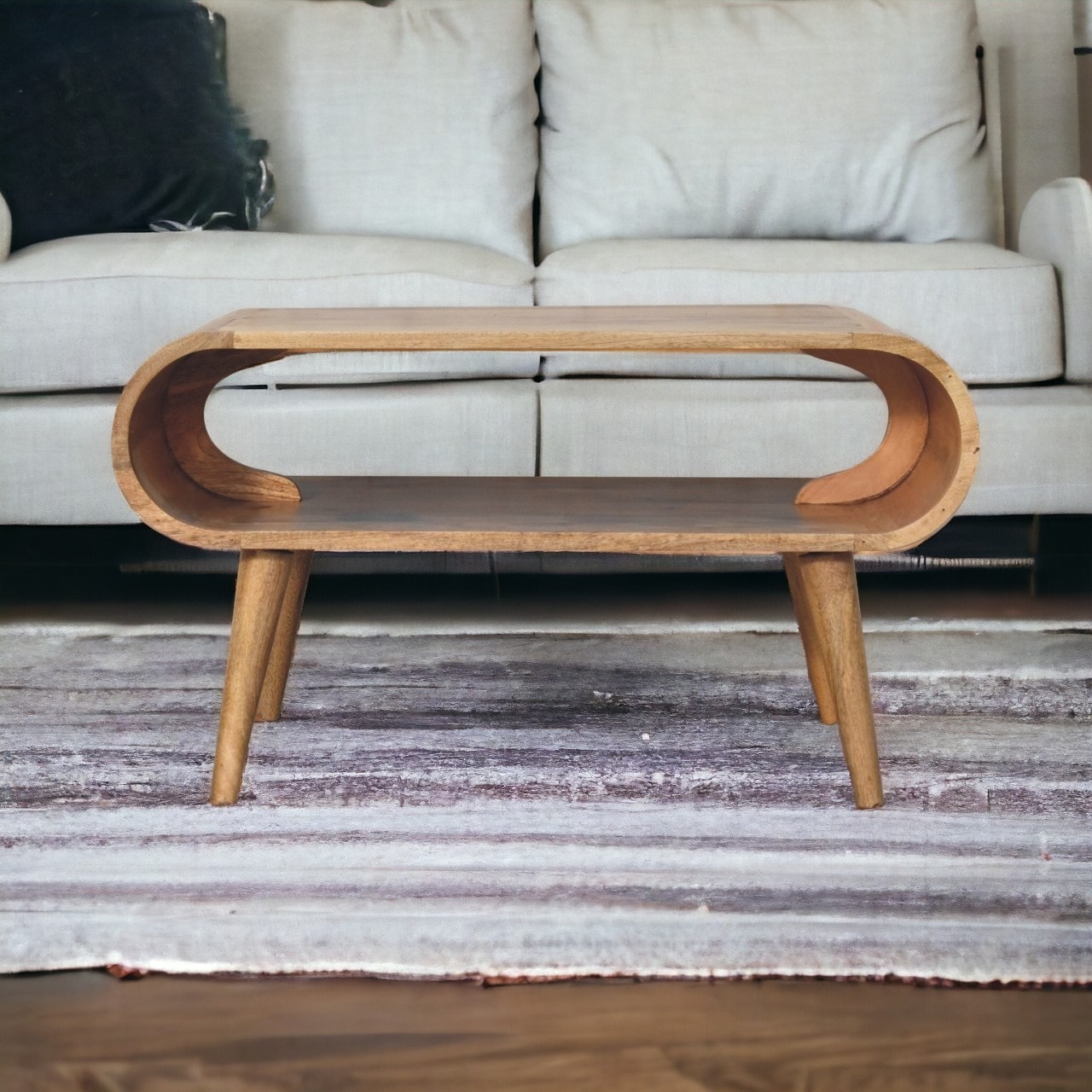 Artisan Furniture Oak-ish Solid Wood Open Coffee Table