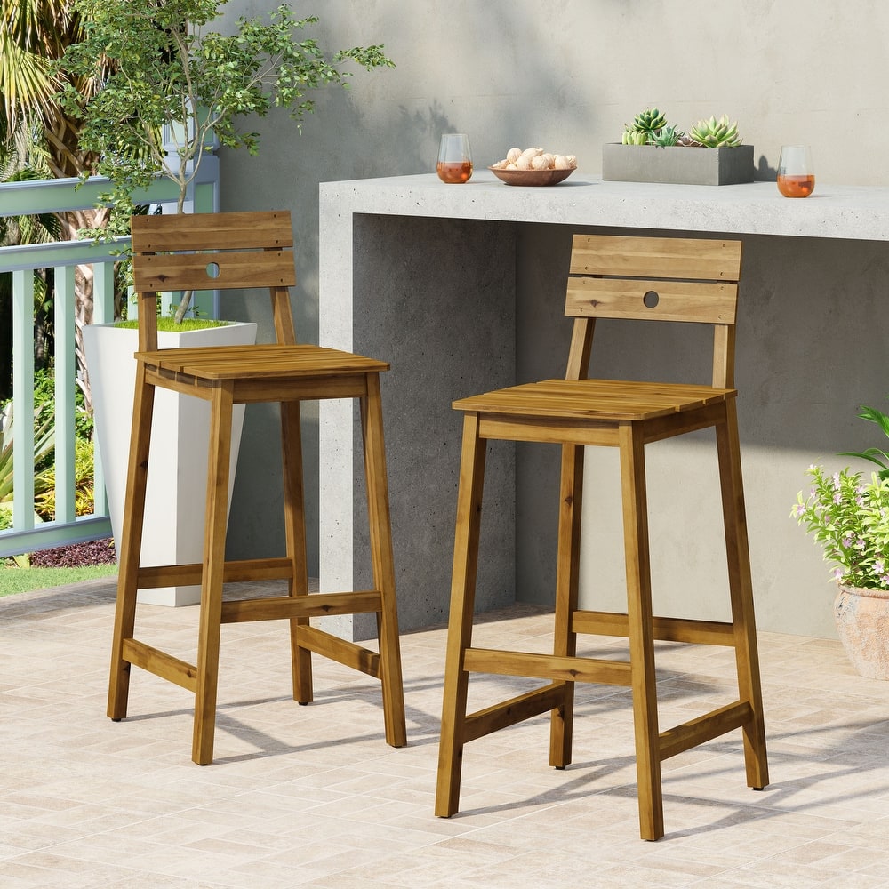 Ashlyn Outdoor Acacia Wood Stool (Set of 2) by Christopher Knight Home - 17.00" L x 20.25" W x 40.50" H