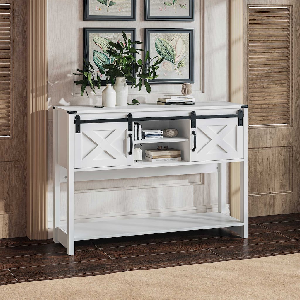 46" Console Table with Sliding Barn Door
